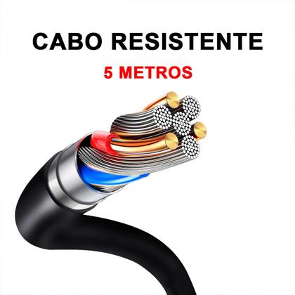 Imagem de Extensão 5 Metros Régua Elétrica Filtro de linha Completo 5 Tomadas 4 Usb 1 Usb-c Bivolt