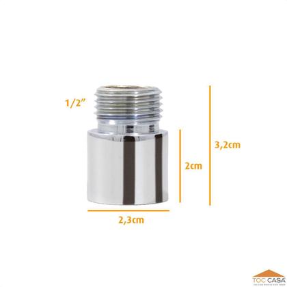 Imagem de Extensão Aumento Prolongador Metal Cromado 1/2 Curto