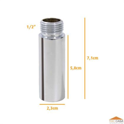 Imagem de Extensão Aumento Prolongador Metal Cromado 1/2 Longo