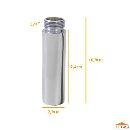 Imagem de Extensão Aumento Prolongador Metal Cromado 3/4 Super Longa