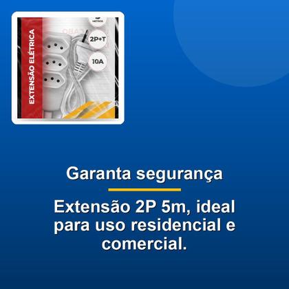Imagem de Extensão Cabo 2p T Pp Plano 3x0,75 5m Branca