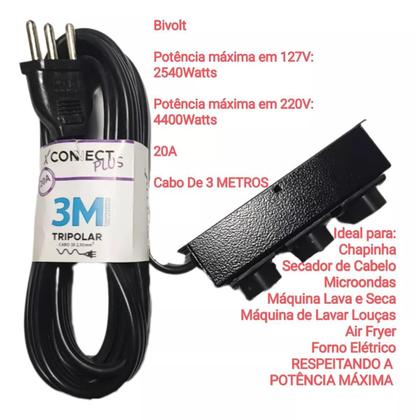 Imagem de Extensao Connect Hard 20A - 2P - 3M - Preta