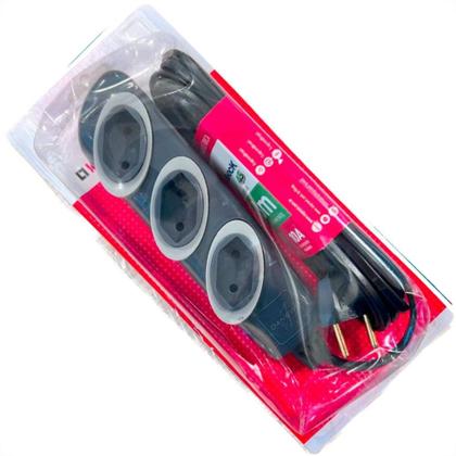 Imagem de Extensao Daneva No Shock 3 Tomadas 45º Pp 2 Polos 0,75Mm Grafite - 3M - 1717