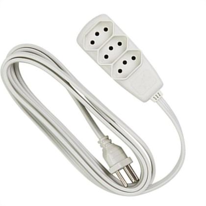 Imagem de Extensao Daneva Tripla Sort 2 Polos+Terra Pp Branca 10M Saco Dn1913