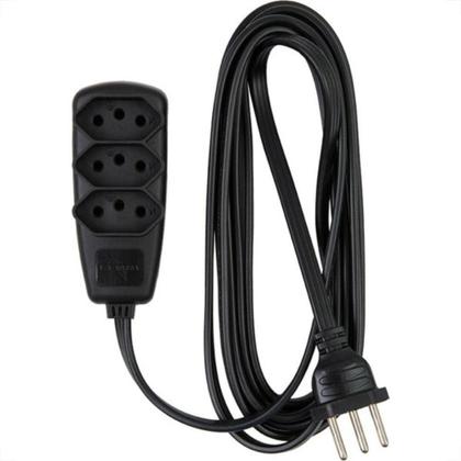 Imagem de Extensao Daneva Tripla Sort 2 Polos+Terra Pp Preta 10M Saco Dn1914