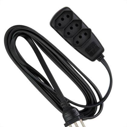 Imagem de Extensao Daneva Tripla Sort 2 Polos+Terra Pp Preta 10M Saco Dn1914