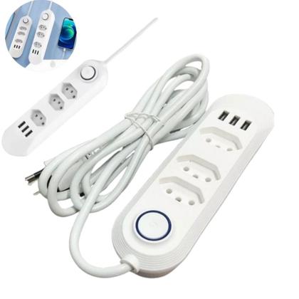 Imagem de Extensão De 3 Tomadas Com 3 Usb Branco Bivolt 2 Metros