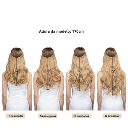 Imagem de Extensão De Cabelo Natural Com Clipe, Onda Longa Sintética, Em Tons De Preto, Loiro E Rosa, Com Fio