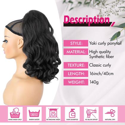 Imagem de Extensão de rabo de cavalo, cabelo comprido, preto natural, 45 cm