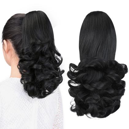 Imagem de Extensão de rabo de cavalo ShulaShop, cabelo sintético, curto e encaracolado