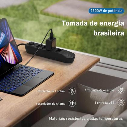Imagem de Extensão de Tomadas 4 Tomadas + 3 USB B-MAX Modelo BM-8694B