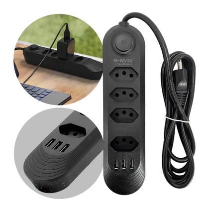 Imagem de Extensão de Tomadas 4 Tomadas + 3 USB B-MAX Modelo BM-8694B