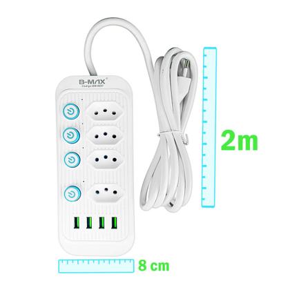 Imagem de Extensão de Tomadas 4 Tomadas + 4 USB B-MAX Modelo BM-8697