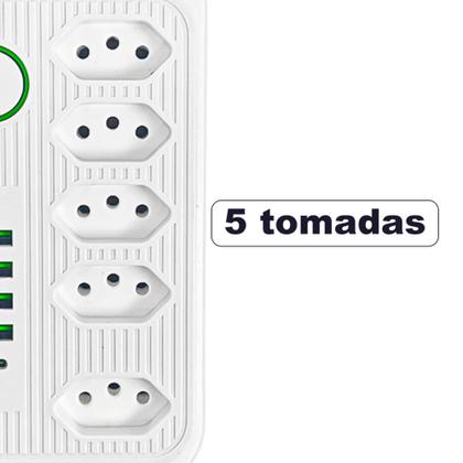 Imagem de Extensão de Tomadas 5 Tomadas + 5 USB B-MAX Modelo BM-8696