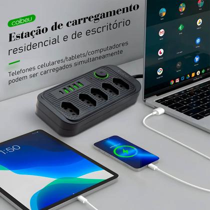 Imagem de Extensão de Tomadas Filtro de Linha 5 Tomadas + 5 USB