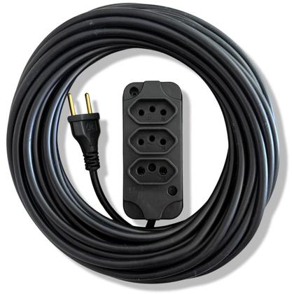 Imagem de Extensão Eletrica 10 Metros Pino Grosso 20a E 10a 03 Tomadas 110v 220v Cabo Reforçado