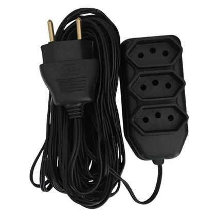 Imagem de Extensão elétrica 10 metros preto 3 tomadas Fio Elétrico
