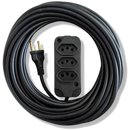 Imagem de Extensão Eletrica 15 Metros Reforçada Pino Grosso 20a E 10a 03 Tomadas 110v 220v