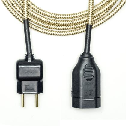 Imagem de Extensão Elétrica 2 Metros Pp 2x0,75mm2 Dourado/Rose Revestido Tecido