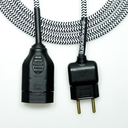 Imagem de Extensão Elétrica 2 Metros Pp 2x0,75mm2 Preto/Branco Revestido Tecido