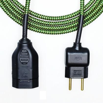 Imagem de Extensão Elétrica 2 Metros Pp 2x0,75mm2 Verde/Dourado Revestido Tecido