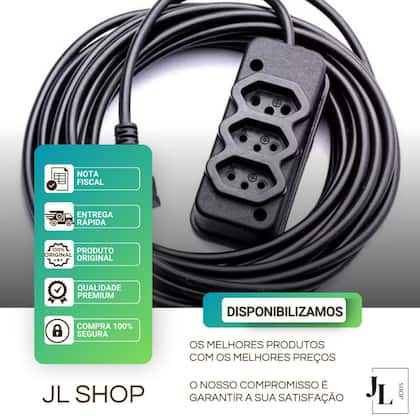 Imagem de Extensão Elétrica 25 Metros 3 Tomadas 10A e 20A Cabo Pp 2x2mm Reforçada Bivolt