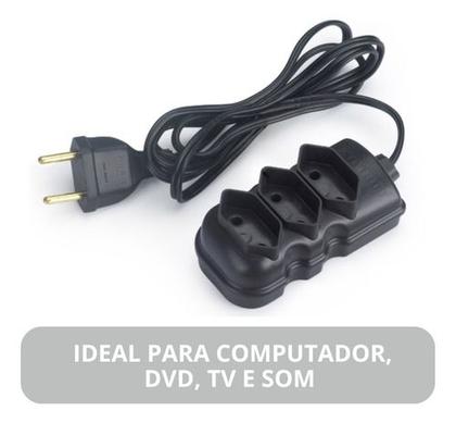 Imagem de Extensão Elétrica 5 Metros 2p 10a/250v Preto 3 Tomada Forlux