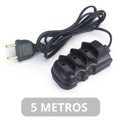 Imagem de Extensão Elétrica 5 Metros 2p 10a/250v Preto 3 Tomada Forlux