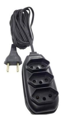 Imagem de Extensão Elétrica 5 Metros 3 Tomadas Bivolt Preta Pp/pvc