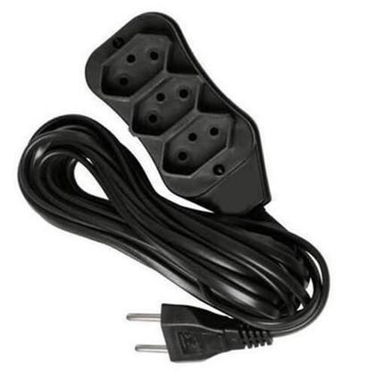 Imagem de Extensão Elétrica 5 Metros Tripolar 10a 3 Tomadas Bivolt Plug Reto - Extensão Elétrica Tripolar