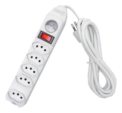Imagem de Extensão Elétrica 5 Tomadas Filtro Linha C/ Botão E Fusível