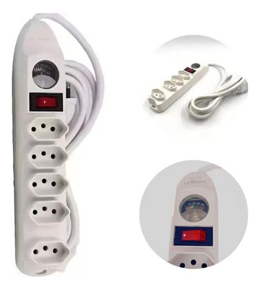 Imagem de Extensão Elétrica 5 Tomadas Filtro Linha C/ Botão E Fusível