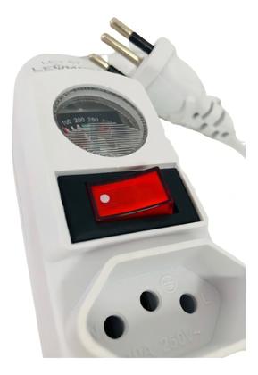 Imagem de Extensão Elétrica 5 Tomadas Filtro Linha C/ Botão E Fusível