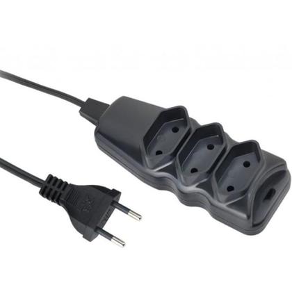 Imagem de Extensão elétrica Bipolar 3 Entradas 3 m Preta - Elgin