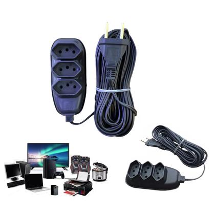 Imagem de Extensão Elétrica Bivolt com 3 Tomadas 110v 220v Tripolar Alexa Compacta 2 3 5 e 10 Metros