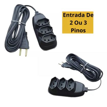 Imagem de Extensão Elétrica Bivolt com 3 Tomadas 110v 220v Tripolar Alexa Compacta 2 3 5 e 10 Metros