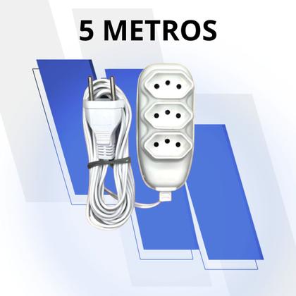 Imagem de Extensão Elétrica Branca 10 Metros Bivolt Tomadas Tripolares Bivolt 110/220 RESISTENTE COR BRANCA