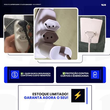 Imagem de Extensão Elétrica Branca 10 Metros Bivolt Tomadas Tripolares Bivolt 110/220 RESISTENTE COR BRANCA