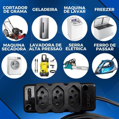 Imagem de Extensão Elétrica Cabo PP 25 Metros 3 Tomadas Cabo 2x2,5