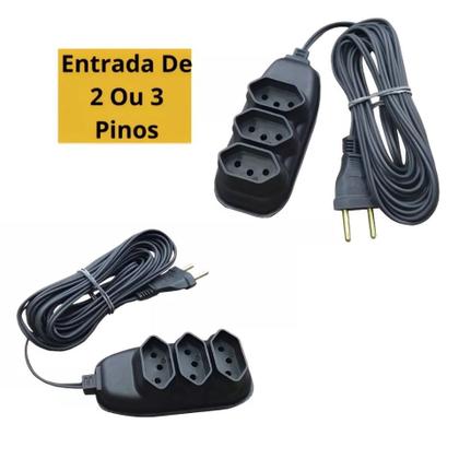 Imagem de Extensão Elétrica com 3 Tomadas Bivolt 110v 220v Tripolar Alexa Compacta 10 metros