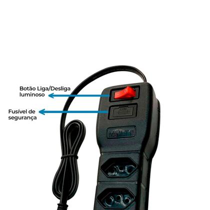 Imagem de Extensão Elétrica Filtro de Linha 4 Tomada Bivolt Multicraft Com Proteção Contra Surto e Energia