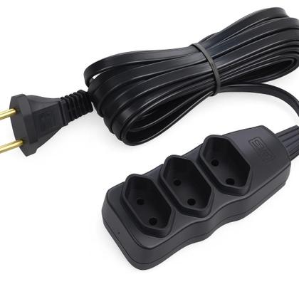 Imagem de Extensão Elétrica Multiuso 3 Tomadas 10 Metros 10A 250V Cabo PP Plano Bivolt Reforçada