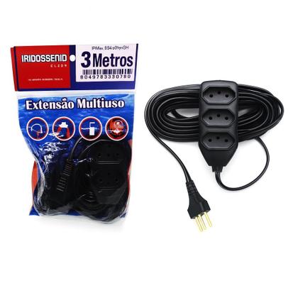 Imagem de Extensão Elétrica Multiuso 3 Tomadas 3 Metros 10A 250V Cabo PP Plano Bivolt Reforçada