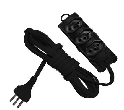 Imagem de Extensão Elétrica Preta 3 metros com 3 Tomadas 2P+T Radial