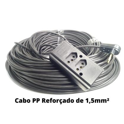 Imagem de Extensão elétrica profissional de 10 metros reforçada cabo grosso 110/220V até 20A