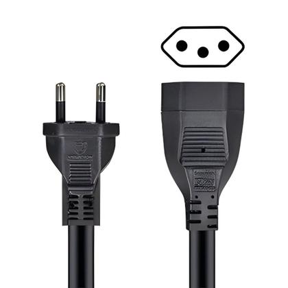 Imagem de Extensão Elétrica Prolongador Preto Extensor de Cabo 2 Metros Bivolt 110v e 220v