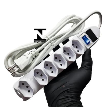 Imagem de Extensão Elétrica Régua Segura 6 Tomadas 3 Metros SL76063M