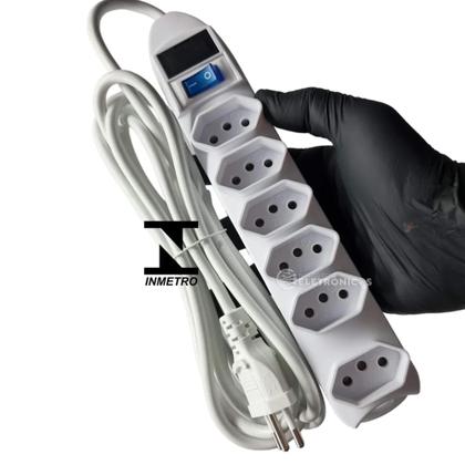 Imagem de Extensão Elétrica Régua Segura 6 Tomadas 3 Metros SL76063M
