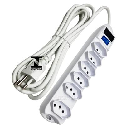 Imagem de Extensão Elétrica Régua Segura 6 Tomadas 3 Metros SL76063M