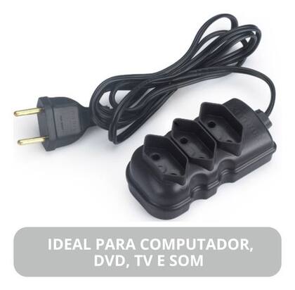 Imagem de Extensão Elétrica Tomada 2 Metros Compact Bipolar Preta